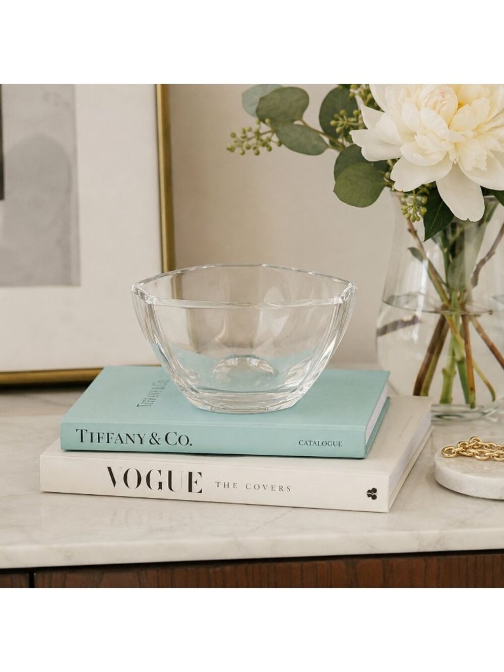Tiffany & Co. New York City Skyline Crystal Bowl, Plain Panels, Made in Germany